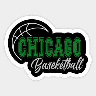 Classic Name Chicago Vintage Styles Green Basketball Sticker